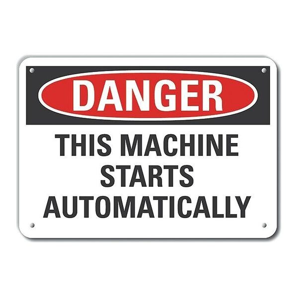 Reflective  Machine & Operation Danger Sign, 10 in Height, 14 in Width, Aluminum, English
