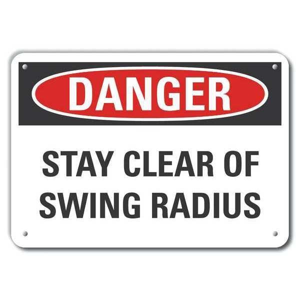 Reflective  Stay Clear Danger Sign, 10 in Height, 14 in Width, Aluminum, Horizontal Rectangle