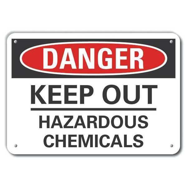 Reflective Hazardous Chemicals Danger Sign, 7 in H, 10 in W, Vertical Rectangle, LCU4-0500-RA_10X7