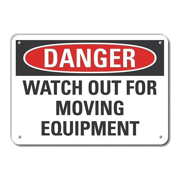 Aluminum Accident Prevention Danger Sign, 10 in Height, 14 in Width, Aluminum, Horizontal Rectangle