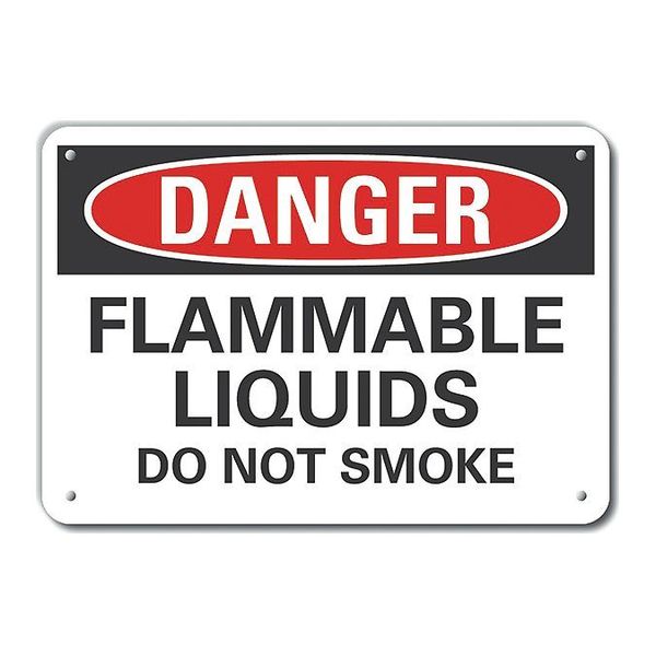 Reflective  Flammable Liquid Danger Sign, 10 in Height, 14 in Width, Aluminum, Horizontal Rectangle