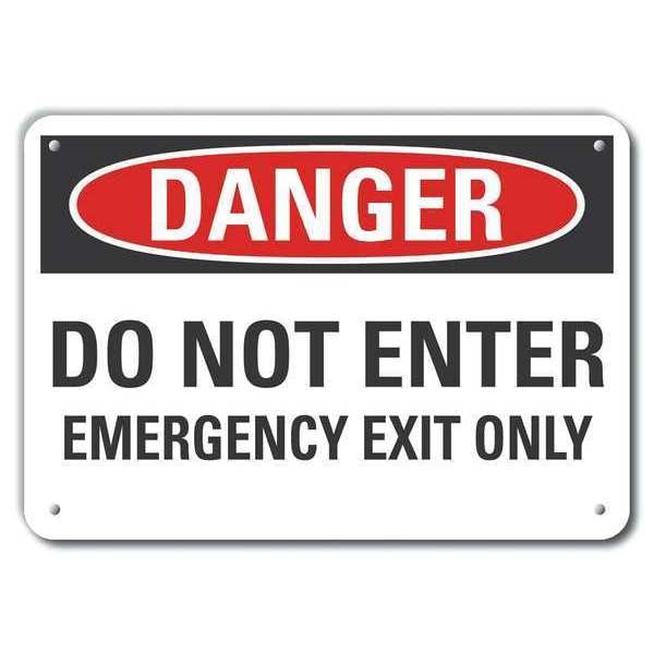 Alumin Emergency Exit Danger Sign, 7x10in