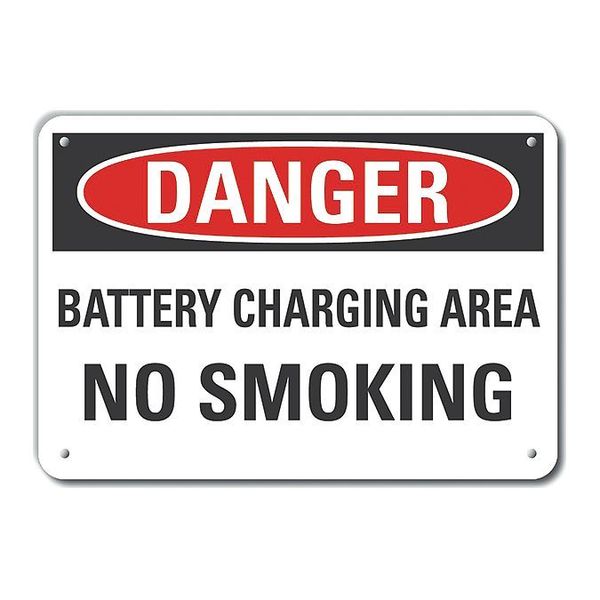 Aluminum Battery Charging Danger Sign, 7 in Height, 10 in Width, Aluminum, Vertical Rectangle