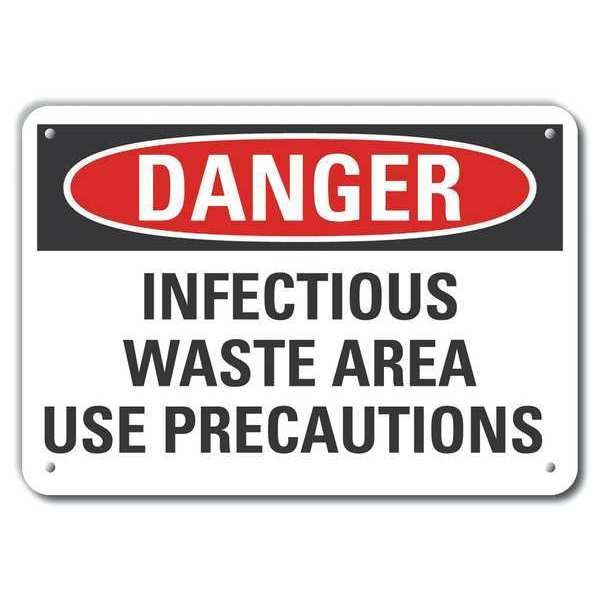 Plastic Infectious Waste Danger Sign, 7 in Height, 10 in Width, Plastic, Vertical Rectangle