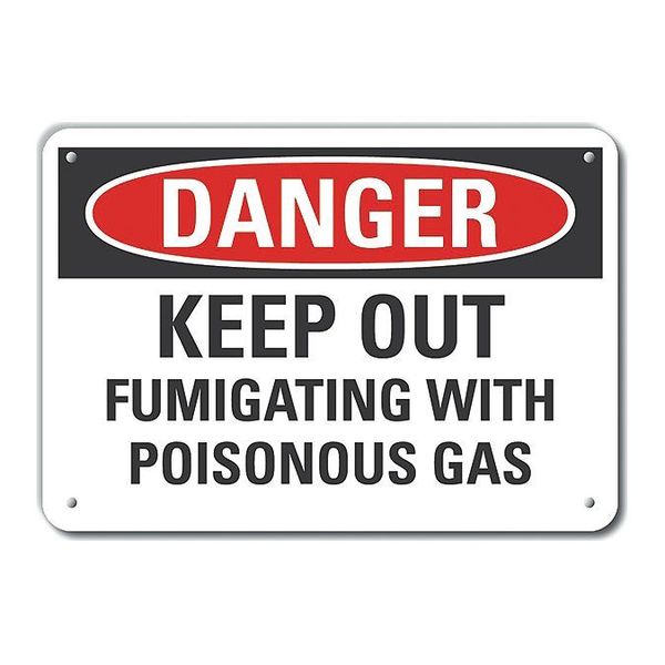 Plastic Poisonous Gas Danger Sign, 7 in H, 10 in W, Plastic, Vertical Rectangle, LCU4-0564-NP_10X7
