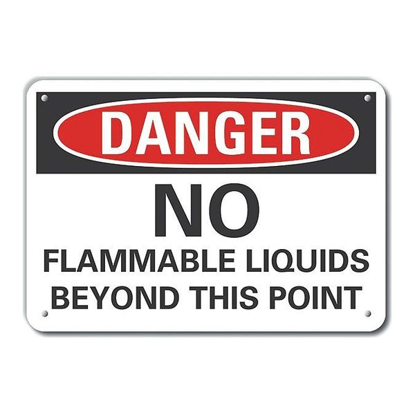 Aluminum Flammable Material Danger Sign, 10 in H, 14 in W, Horizontal Rectangle, LCU4-0565-NA_14X10