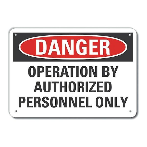 Reflective  Machine & Operation Danger Sign, 10 in Height, 14 in Width, Aluminum, English