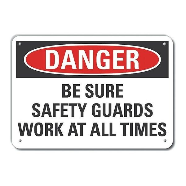 Aluminum Safety Guards Danger Sign, 10 in Height, 14 in Width, Aluminum, Horizontal Rectangle
