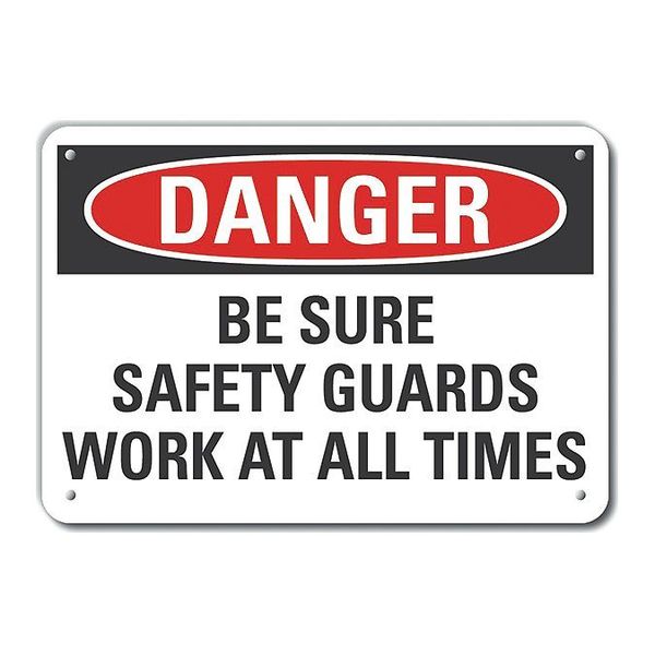 Reflective  Safety Guards Danger Sign, 7 in Height, 10 in Width, Aluminum, Vertical Rectangle