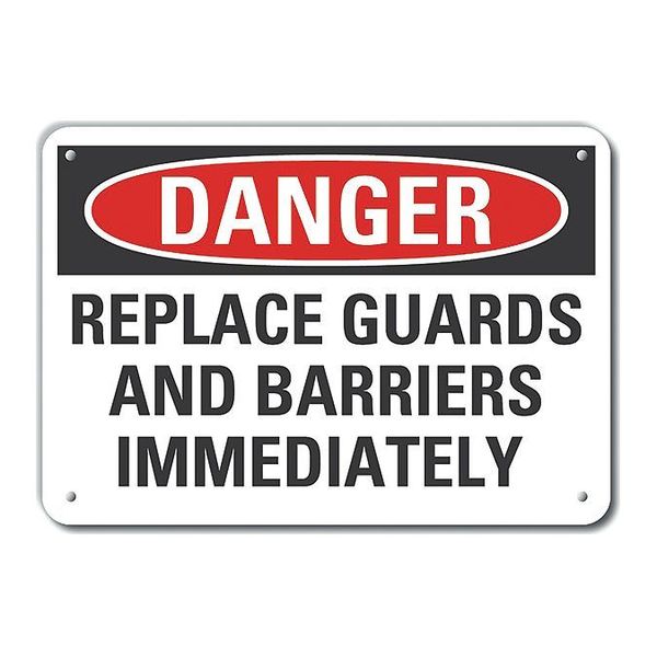 Aluminum Machine Guards Danger Sign, 7 in Height, 10 in Width, Aluminum, Vertical Rectangle
