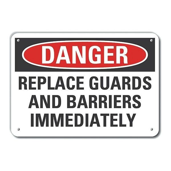 Reflective  Machine Guards Danger Sign, 7 in Height, 10 in Width, Aluminum, Vertical Rectangle