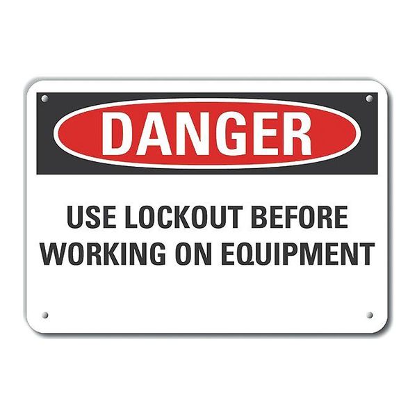 Aluminum Lockout Tagout Danger Sign, 7 in Height, 10 in Width, Aluminum, Vertical Rectangle