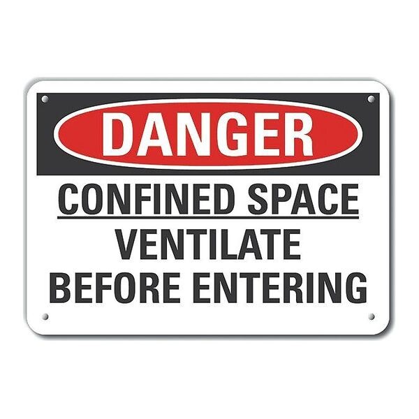 Decal, Danger Confined Space, 14x10