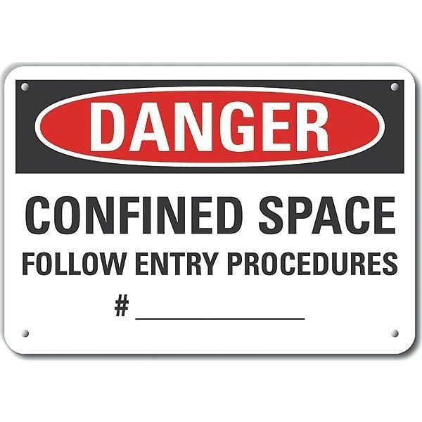 Decal, Danger Confined Space, 10 x 7