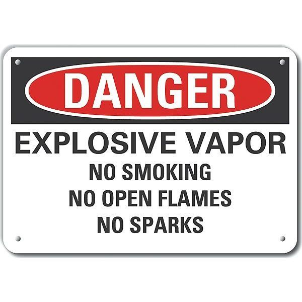 Reflective  Explosive Materials Danger Sign, 10 in Height, 14 in Width, Aluminum, English