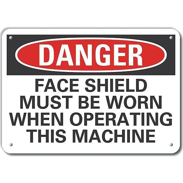 Reflective  Face Mask Danger Sign, 7 in Height, 10 in Width, Aluminum, Vertical Rectangle, English