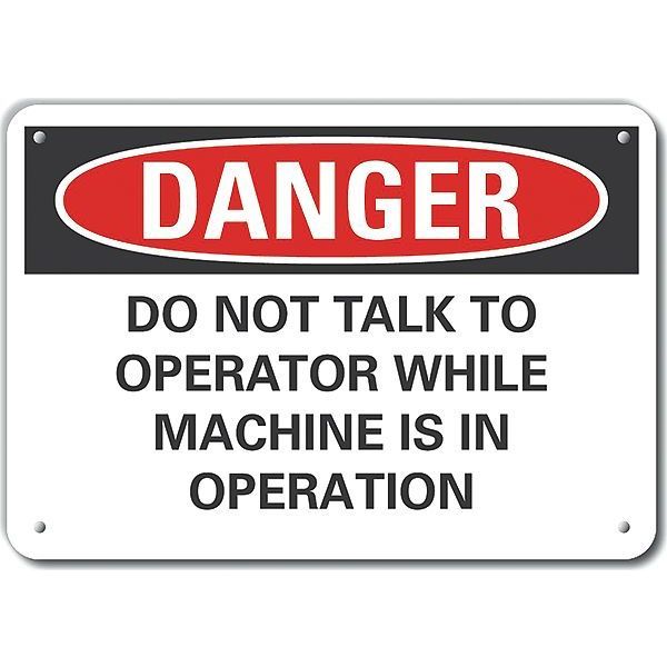 Plastic Machine & Operation Danger Sign, 7 in Height, 10 in Width, Plastic, Vertical Rectangle