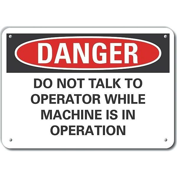 Reflective  Machine & Operation Danger Sign, 7 in Height, 10 in Width, Aluminum, Vertical Rectangle