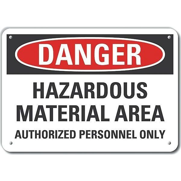 Plastic Hazardous Materials Danger Sign, 10 in H, 14 in W, Horizontal Rectangle, LCU4-0643-NP_14X10
