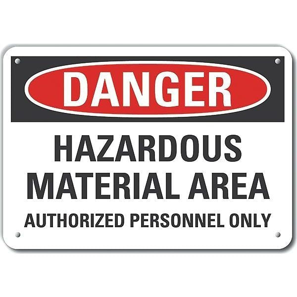 Aluminum Hazardous Materials Danger Sign, 10 in H, 14 in W, Horizontal Rectangle, LCU4-0643-NA_14X10