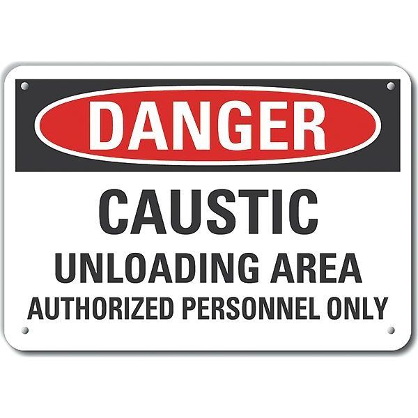 Plastic Caustic Danger Sign, 10 in H, 14 in W, Horizontal Rectangle, LCU4-0629-NP_14X10