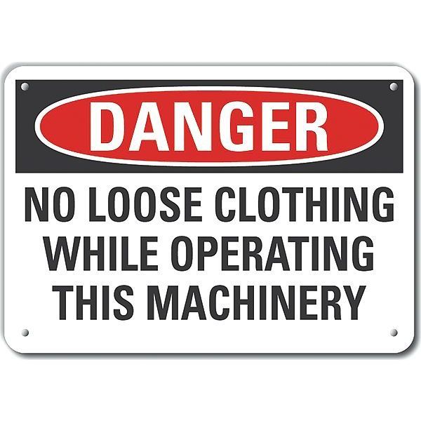 Reflective  Machine & Operation Danger Sign, 10 in Height, 14 in Width, Aluminum, English