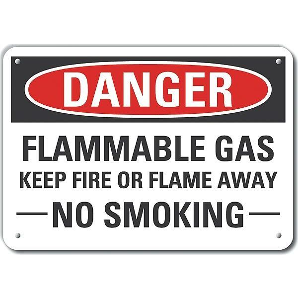 Aluminum Flammable Gas Danger Sign, 10