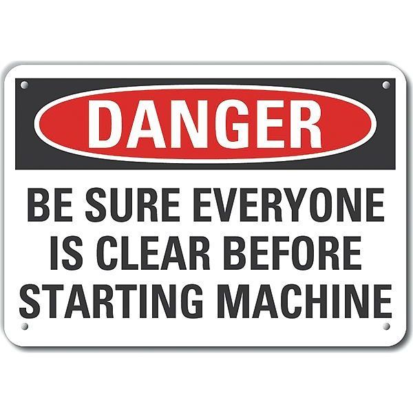 Danger Sign, 7 in Height, 10 in Width, Plastic, Vertical Rectangle, English