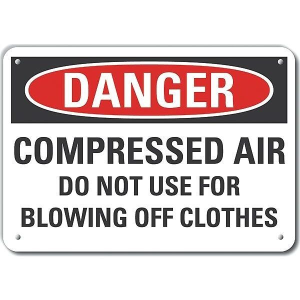 Plastic Compressed Air Danger Sign, 7 in H, 10 in W, Vertical Rectangle, LCU4-0637-NP_10X7