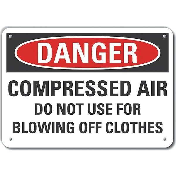 Plastic Compressed Air Danger Sign, 10 in H, 14 in W, Horizontal Rectangle, LCU4-0637-NP_14X10