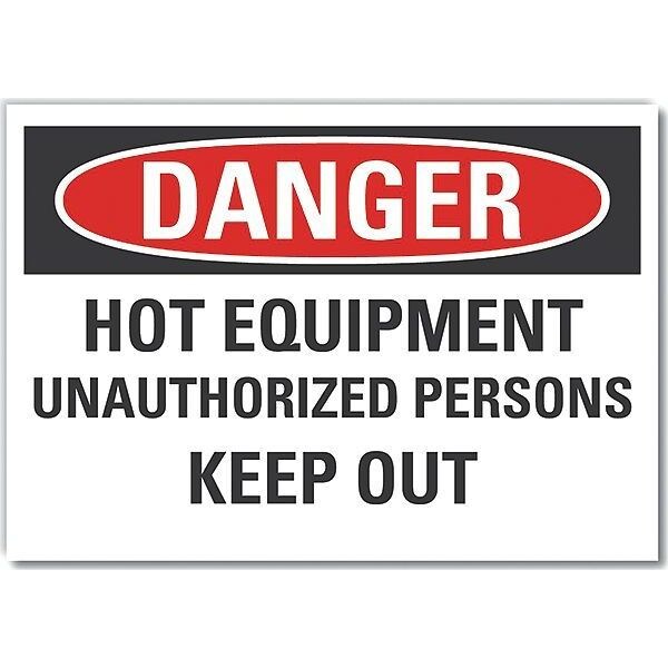 Hot Danger Label, 10 in H, 14 in W, Polyester, Horizontal Rectangle, English, LCU4-0606-ND_14X10