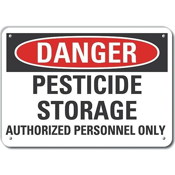 Aluminum Pesticide Danger Sign, 7 in H, 10 in W, Vertical Rectangle, English, LCU4-0607-NA_10X7