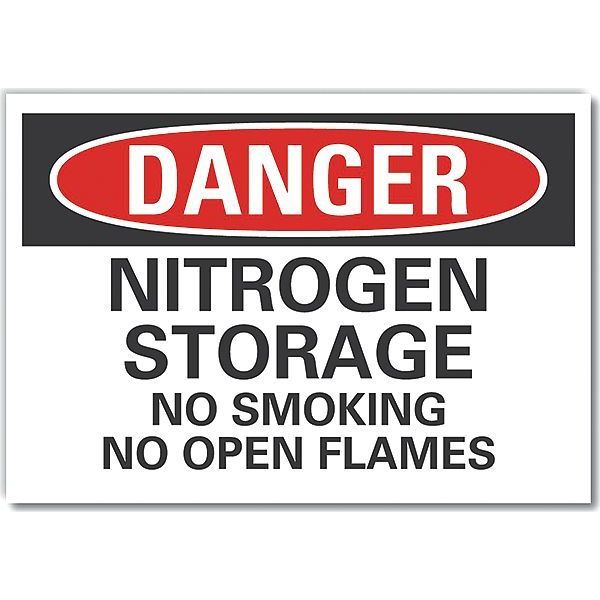 Nitrogen Danger Reflective Label, 5 in Height, 7 in Width, Reflective Sheeting, English