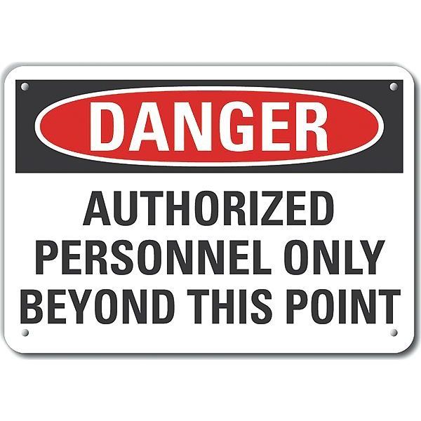 Plastic Authorized Personnel Danger Sign, 10 in Height, 14 in Width, Plastic, Horizontal Rectangle