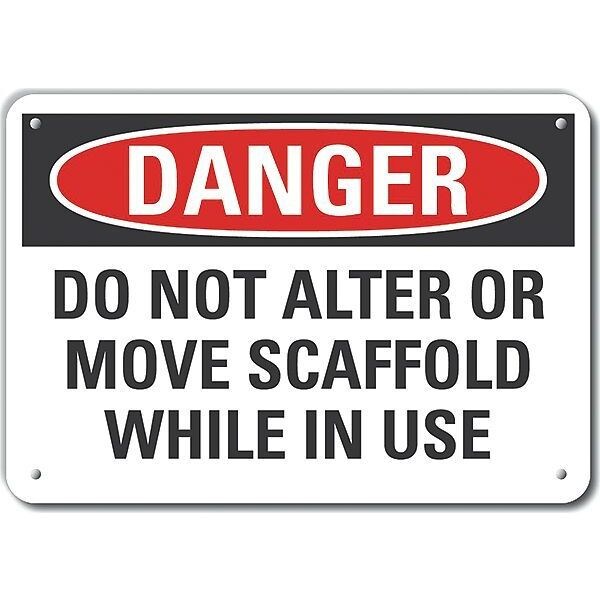 Reflective  Scaffold Danger Sign, 7 in Height, 10 in Width, Aluminum, Vertical Rectangle, English