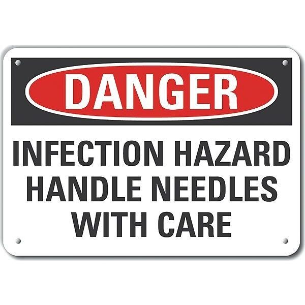 Aluminum Infection Hazard Danger Sign, 7 in Height, 10 in Width, Aluminum, Vertical Rectangle