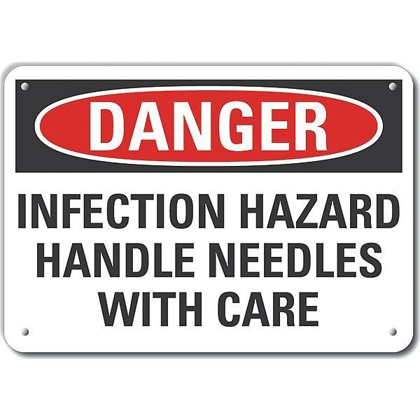 Plastic Infection Hazard Danger Sign, 7 in Height, 10 in Width, Plastic, Vertical Rectangle