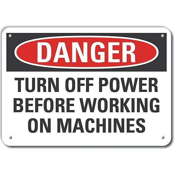Decal, Danger Turn Off, Reflective, 10 x 7