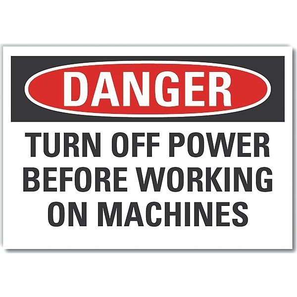 Danger Sign, 7 in Height, 10 in Width, Non-PVC Polymer, Vertical Rectangle, English