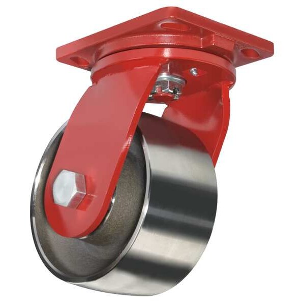 Plate Caster, Swivel, Forged Steel, 6 in, 2000 lb, A