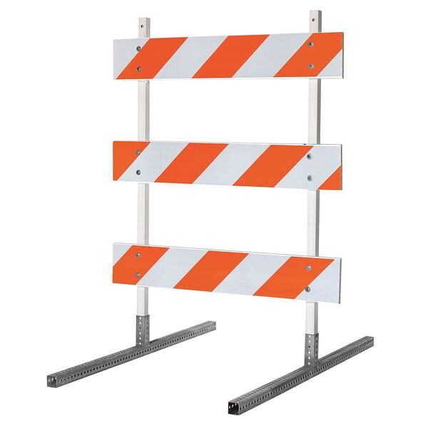 Leg Frame Barricade, Plastic, 64 in H, 48 in L, 48 in W, Orange/White
