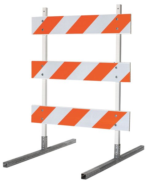 Leg Frame Barricade, Plastic, 64 in H, 48 in L, 48 in W, Orange/White
