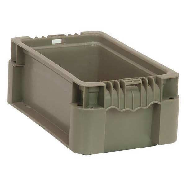 Straight Wall Container, Gray, Polyethylene, 12 in L, 7 1/2 in W, 5 in H, 0.1 cu ft Volume Capacity