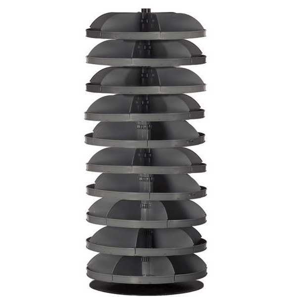 Prime Cold Rolled Steel Revolving Storage Bin, 28 in D x 65 1/2 in H x 28 in W, 10 Shelves, Gray