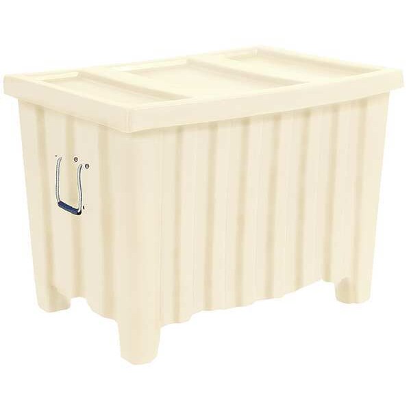 White Bulk Container, Plastic, 14 cu ft Volume Capacity