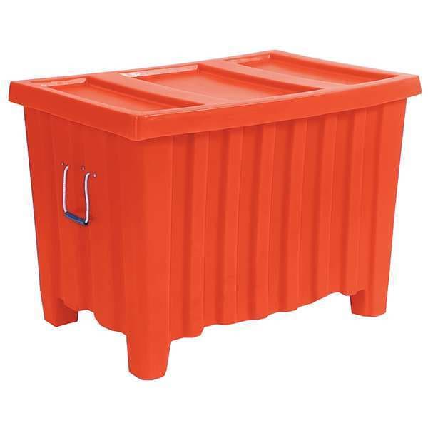 Orange Ribbed Wall Container, Plastic, 14 cu ft Volume Capacity
