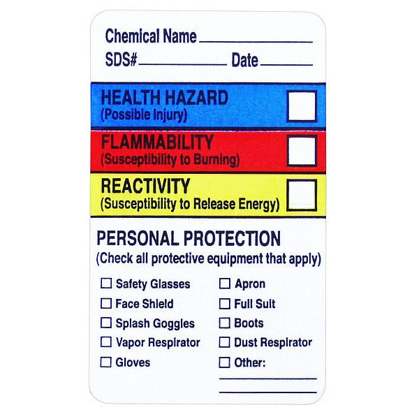 Chemical Label, 2-1/2 In. H, PK250
