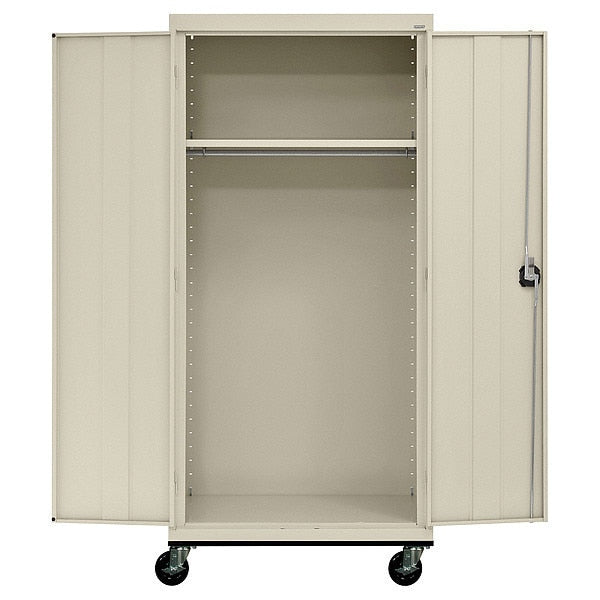 Solid Door Storage Cabinet, 36 in W, 72 in H, 24 in D, Putty