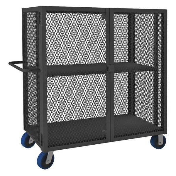 Welded Mesh Security Cart with Adjustable Shelves 2,000 lb Capacity, 32 in W x 66 1/2 in L x