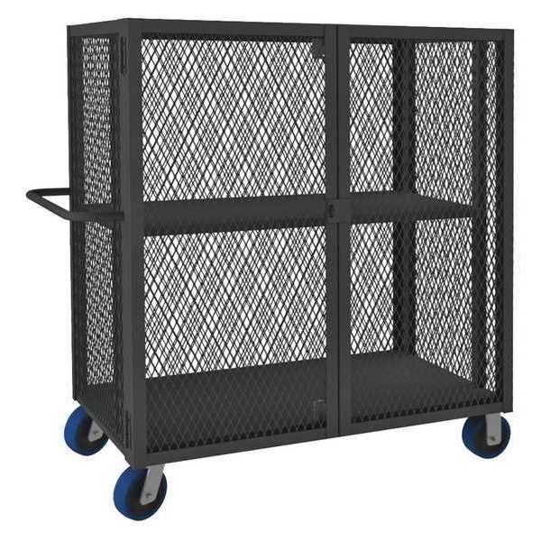 Dual-Latch Welded Mesh Security Cart with Fixed Shelves 2,000 lb Capacity, 38 in W x 78 1/2 in L x